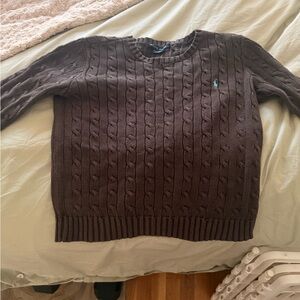 SOLD Ralph Lauren Womens Dark Brown Cable Knit Sweater